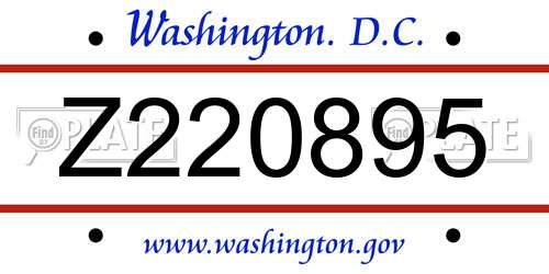 Z220895 District Of Columbia License Plate
