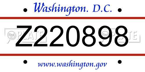 Z220898 District Of Columbia License Plate