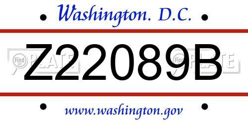 Z22089B District Of Columbia License Plate
