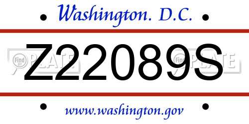 Z22089S District Of Columbia License Plate