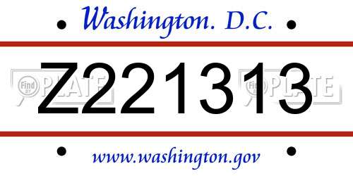 Z221313 District Of Columbia License Plate