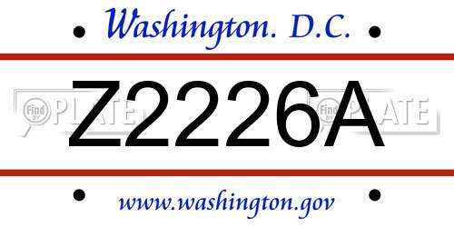 Z2226A District Of Columbia License Plate