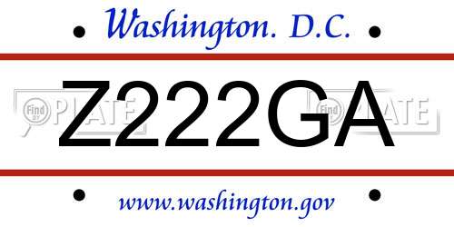 Z222GA District Of Columbia License Plate