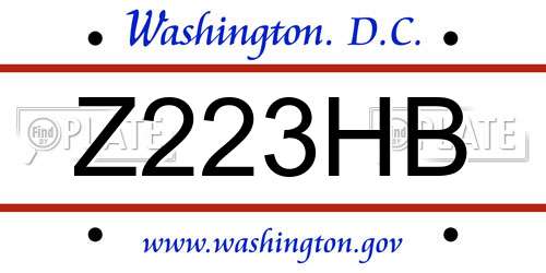 Z223HB District Of Columbia License Plate