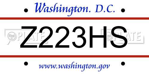 Z223HS District Of Columbia License Plate