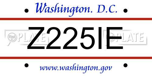 Z225IE District Of Columbia License Plate
