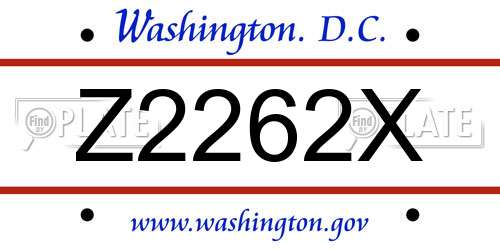 Z2262X District Of Columbia License Plate