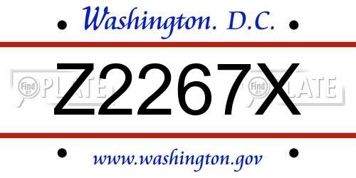 Z2267X District Of Columbia License Plate