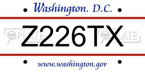 Z226TX District Of Columbia License Plate