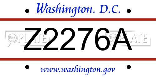 Z2276A District Of Columbia License Plate