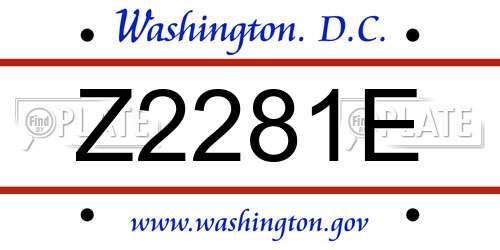 Z2281E District Of Columbia License Plate