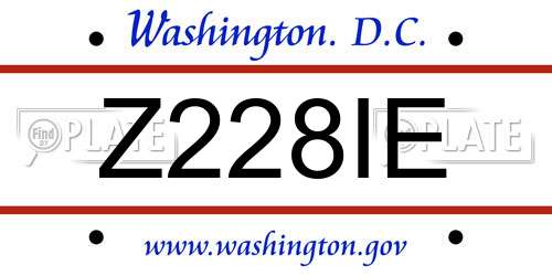 Z228IE District Of Columbia License Plate
