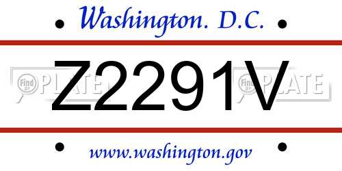Z2291V District Of Columbia License Plate