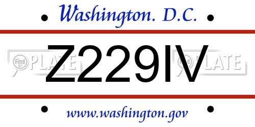 Z229IV District Of Columbia License Plate
