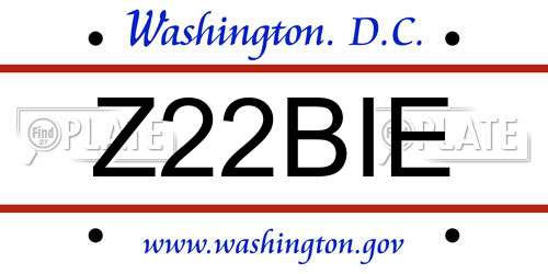 Z22BIE District Of Columbia License Plate