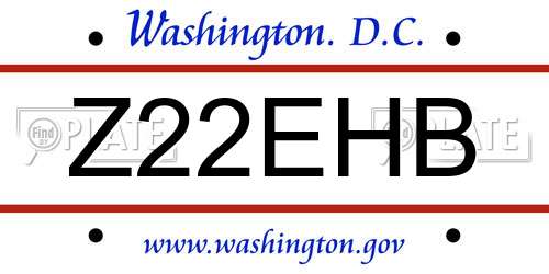 Z22EHB District Of Columbia License Plate