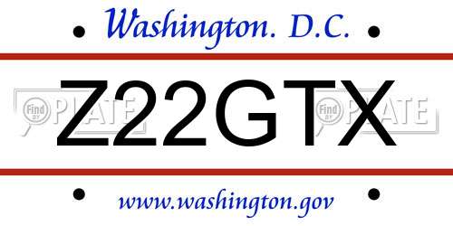 Z22GTX District Of Columbia License Plate