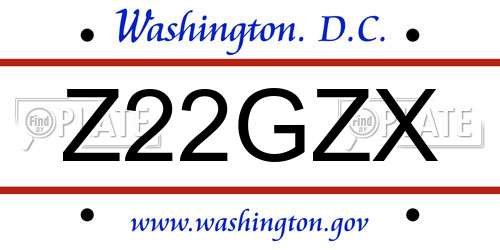 Z22GZX District Of Columbia License Plate