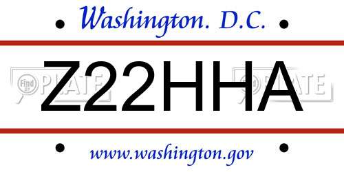 Z22HHA District Of Columbia License Plate