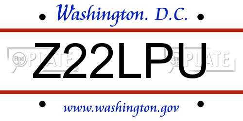Z22LPU District Of Columbia License Plate