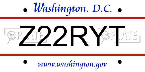 Z22RYT District Of Columbia License Plate