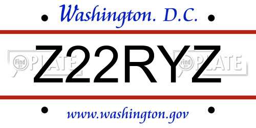 Z22RYZ District Of Columbia License Plate