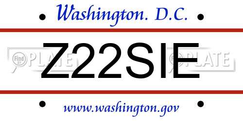 Z22SIE District Of Columbia License Plate