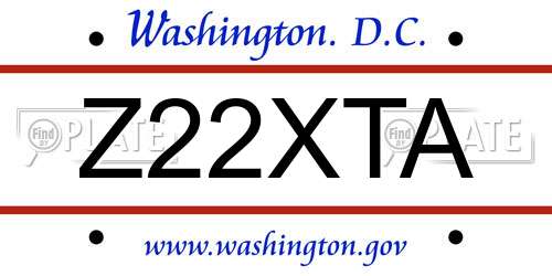 Z22XTA District Of Columbia License Plate
