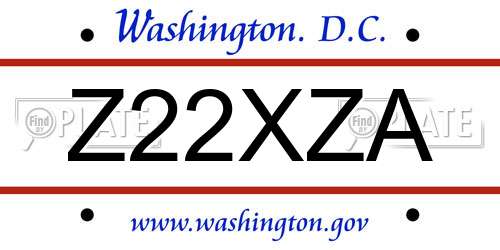 Z22XZA District Of Columbia License Plate