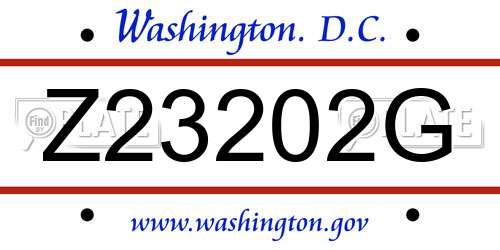 Z23202G District Of Columbia License Plate