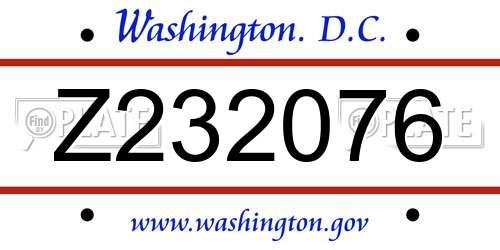 Z232076 District Of Columbia License Plate