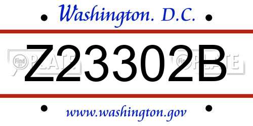 Z23302B District Of Columbia License Plate