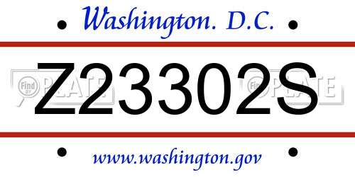 Z23302S District Of Columbia License Plate