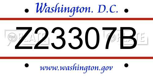 Z23307B District Of Columbia License Plate