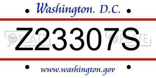 Z23307S District Of Columbia License Plate