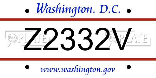Z2332V District Of Columbia License Plate