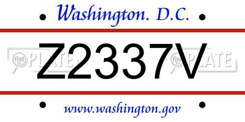 Z2337V District Of Columbia License Plate