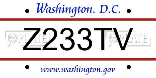 Z233TV District Of Columbia License Plate