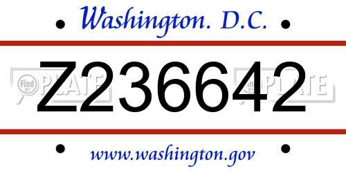 Z236642 District Of Columbia License Plate
