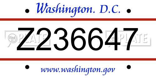 Z236647 District Of Columbia License Plate