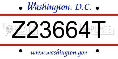 Z23664T District Of Columbia License Plate