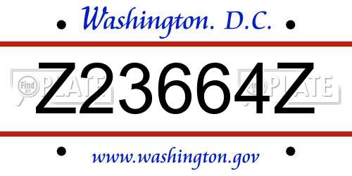 Z23664Z District Of Columbia License Plate