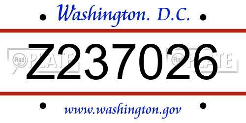 Z237026 District Of Columbia License Plate