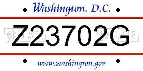 Z23702G District Of Columbia License Plate