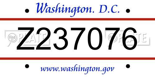 Z237076 District Of Columbia License Plate