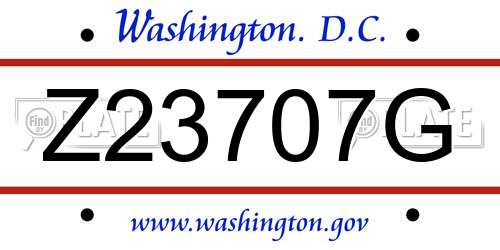 Z23707G District Of Columbia License Plate