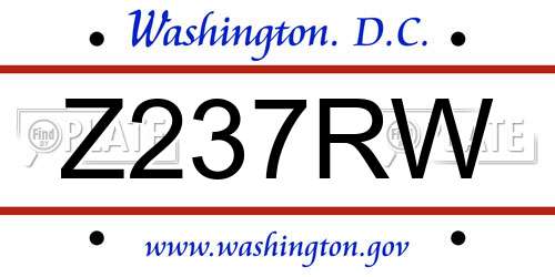 Z237RW District Of Columbia License Plate