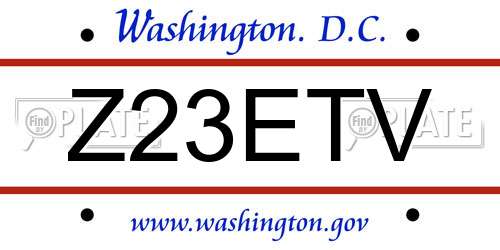 Z23ETV District Of Columbia License Plate