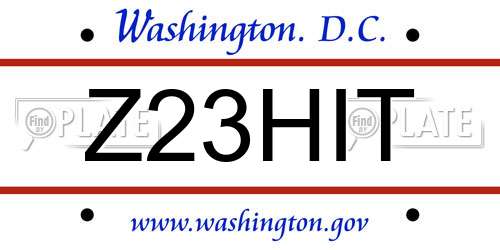 Z23HIT District Of Columbia License Plate