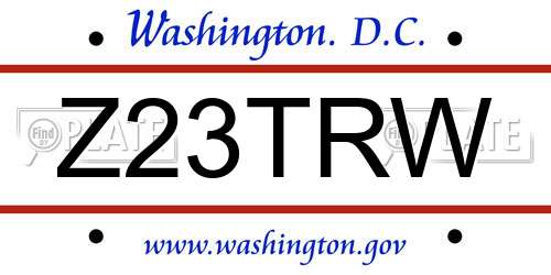Z23TRW District Of Columbia License Plate